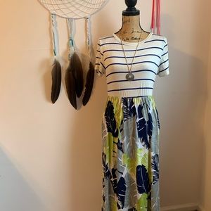 Striped/Floral Maxi Dress